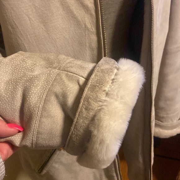 Heavy Middlebrook park tan suede coat w/ faux fur lining Reversible size M/L/XL - Picture 3 of 13